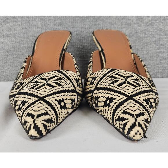 ASOS DESIGN SHERLOCK CREAM & BLACK MULES – 3" MID HEEL – SIZE US 6 – POINTED TOE - Picture 6 of 10